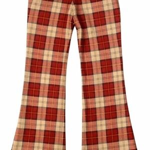 VINTAGE RARE 70s Men's Striped Checkered Corduroy Bell Bottoms Talon Zipper